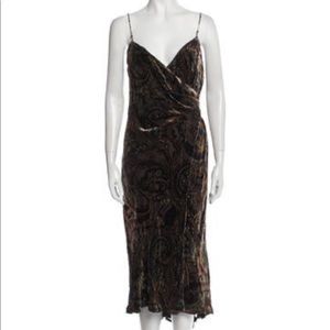 Vintage Ralph Lauren Dress | Velvet Brown and Colorful Paisley | Size 6 | NWT
